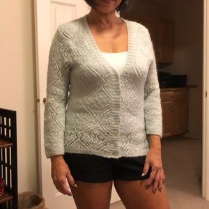 Blue button up sweater